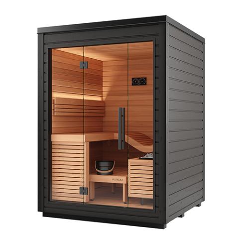 Auroom Aura Outdoor Home Sauna Kit, Modular, Black, 2-person