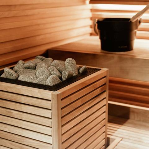 HUUM Core Sauna Heater with Thermo Aspen Wood Panels