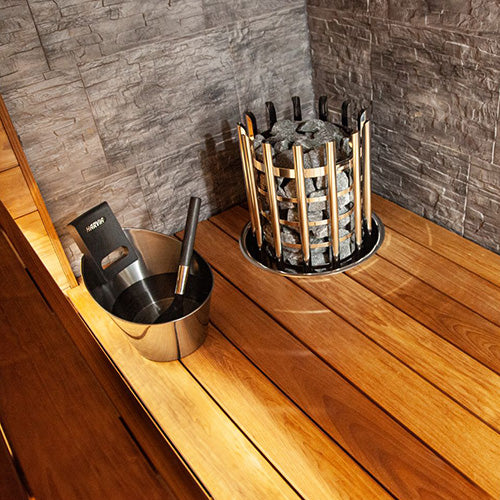 Harvia Sauna Accessory Set Sauna Bucket and Ladle Silver