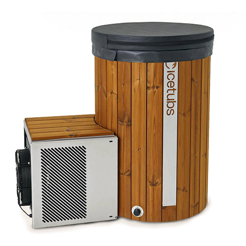 Icetubs IceBarrel cold plunge with cover front view