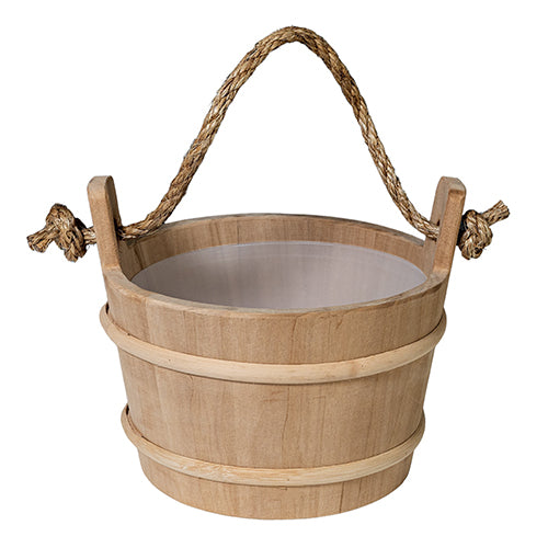 Prosaunas Wood Sauna Bucket Lined, Rope Handle 4-Liter