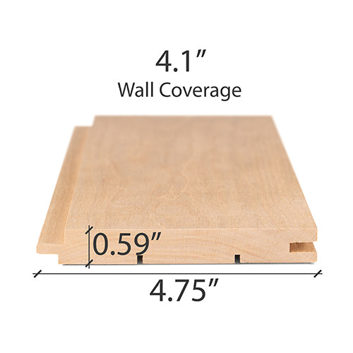 PROSAUNAS Alder 1x5 T&G Profile with Wall Coverage Info