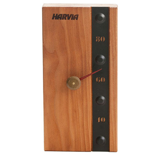 Sauna thermometer on wooden wall