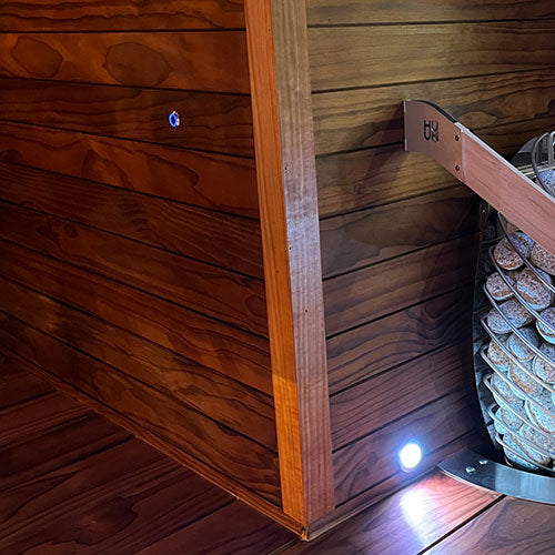 Sauna with Thermo-Radiata Pine corner trim