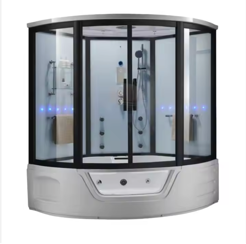 Davies XPRO7620 Deluxe Steam Shower with frameless glass, chrome accents, and touchscreen control panel