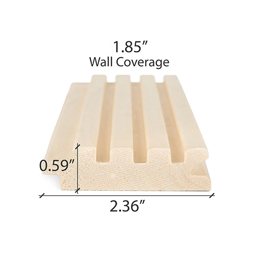 Aspen Groove-S 1x3 T&G fluted sauna wall board dimensions