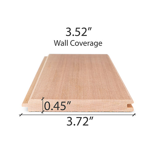 Cedar 1/2x4 T&G board wall coverage dimensions