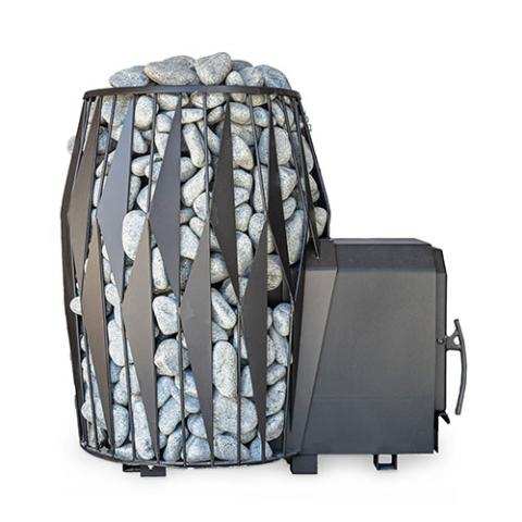 Cozy Heat OG thru-wall wood-burning sauna stove with sleek steel design