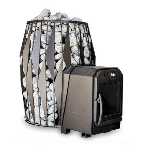 Cozy Heat OG Thru-Wall wood-fired sauna stove with steel construction