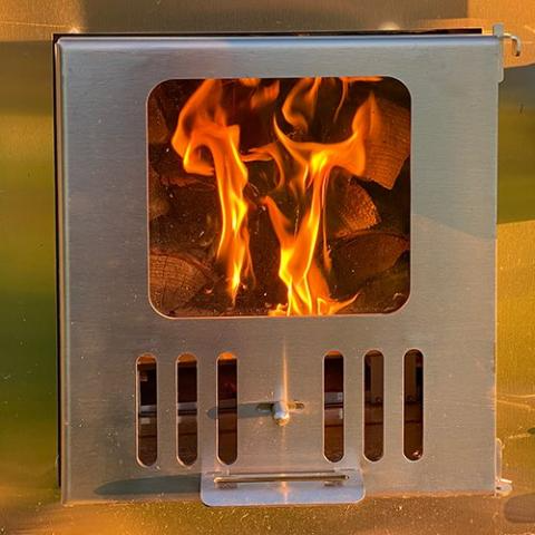 SaunaLife Model S4N wood-burning hot tub with thermo-spruce exterior