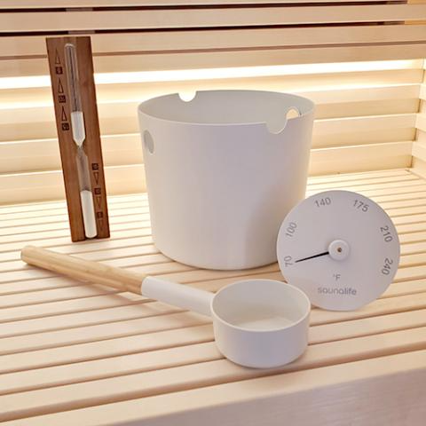 Bucket and Ladle Package 2 Timer, Thermometer w/Premium Bucket & Ladle - Sauna Accessory Package
