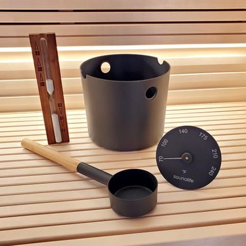 Bucket and Ladle Package 2 Timer, Thermometer w/Premium Bucket & Ladle - Sauna Accessory Package