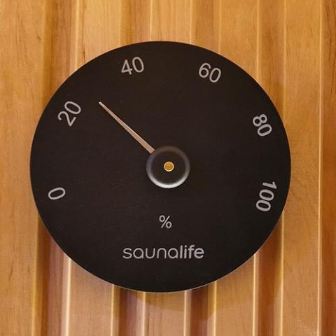 SaunaLife Accessory Package 3 Wooden 1-Gallon Sauna Bucket, Wood Ladle, Thermometer, Hygrometer, Black