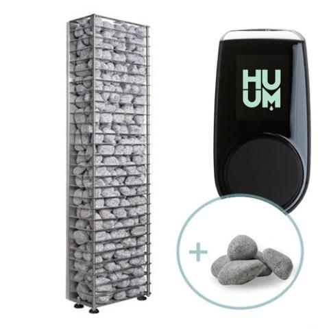 HUUM CLIFF Mini 3.5kW sauna heater package with stainless steel heater, UKU control panel, and sauna stones for small sauna rooms