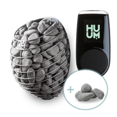 HUUM Drop 4.5kW wall-mounted sauna heater with olivine stones and UKU control system package