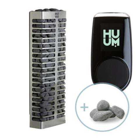 HUUM STEEL Mini 3.5kW sauna heater with UKU control and sauna stones package for small sauna rooms