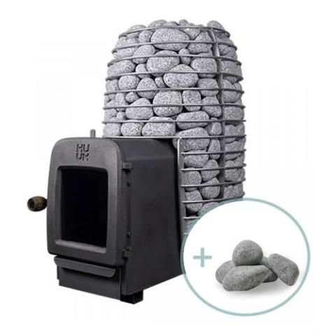 HUUM HIVE Heat LS 12kW wood-burning sauna heater with stones and cast iron door