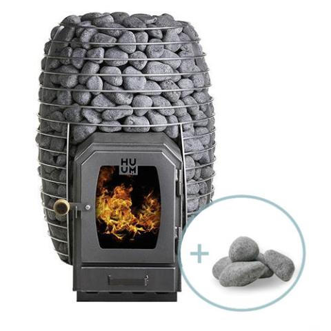 HUUM HIVE Wood 17kW sauna heater with stainless steel design and sauna stones package