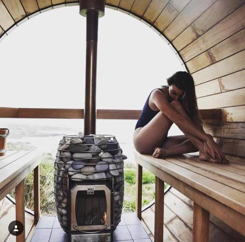 Wood Stove in Barrel Sauna