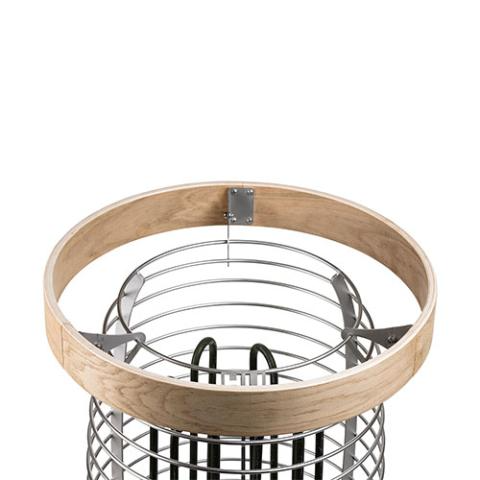 HUUM Safety Rail with light wooden arcs and stainless steel supports for Mini Sauna Heaters protection and style