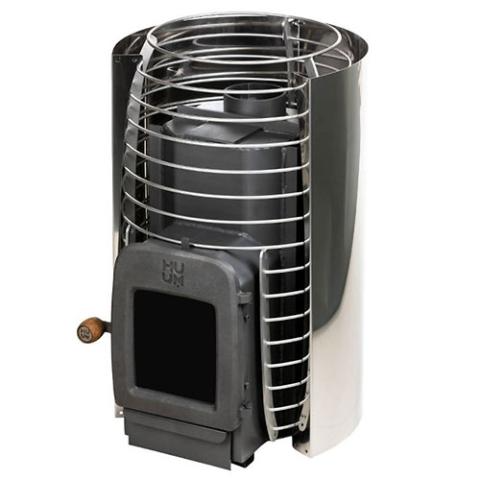 HUUM stainless steel reflector panel for HIVE series sauna heaters installed near sauna wall