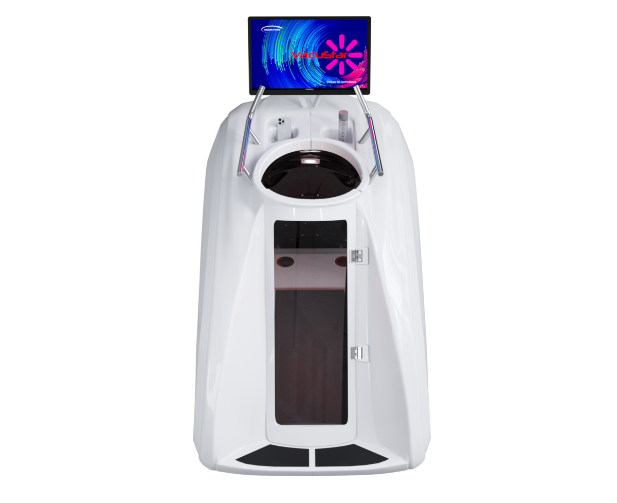Vacuactivus VacuStar Dream infrared treadmill with 3D glass, large screen, and vacuum cryotherapy features
