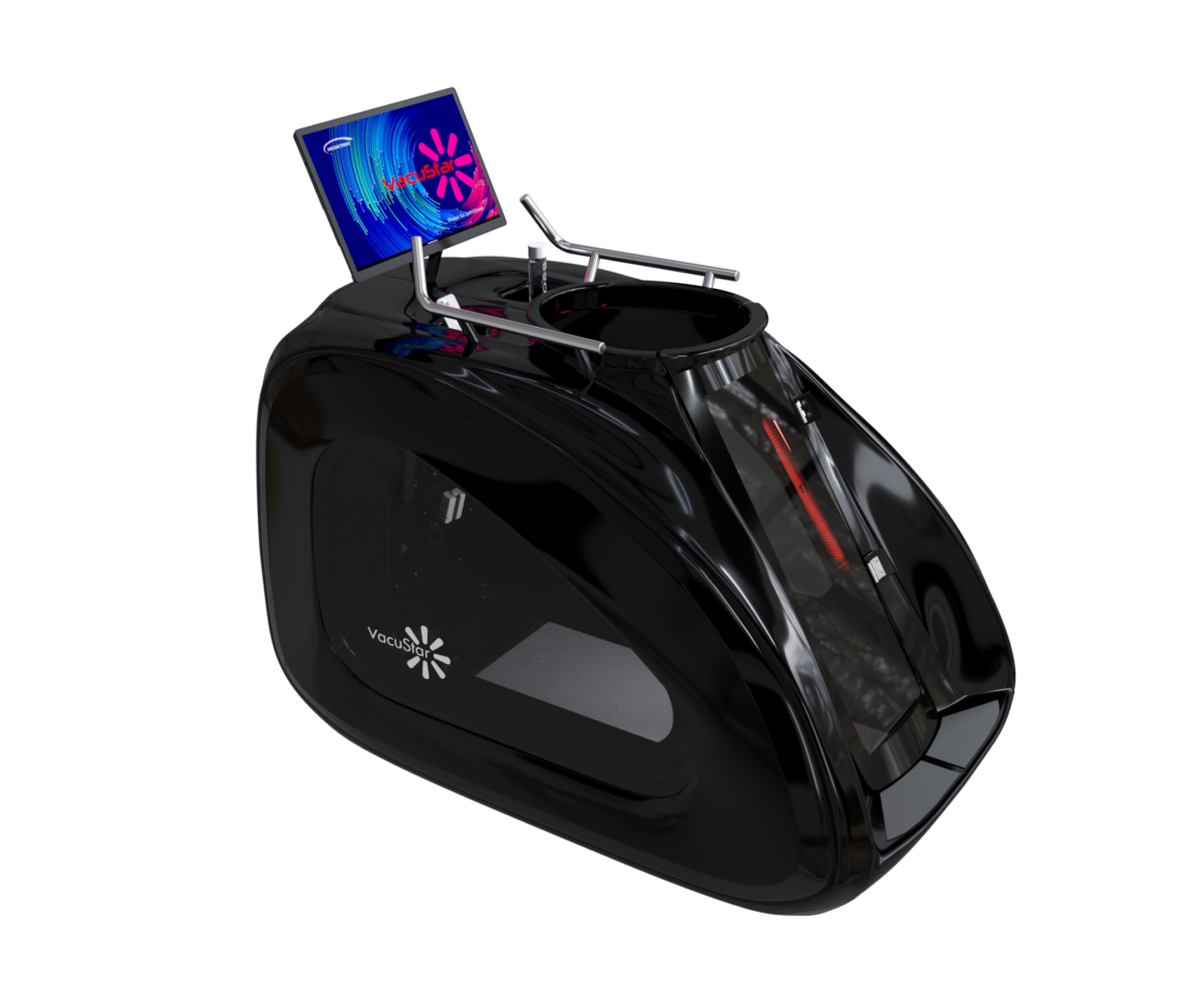 Vacuactivus VacuStar Dream infrared treadmill with 3D glass, large screen, and vacuum cryotherapy features