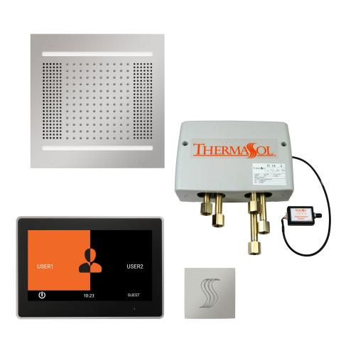 ThermaSol steam shower package with 10" ThermaTouch control and HydroVive 14 rainhead system