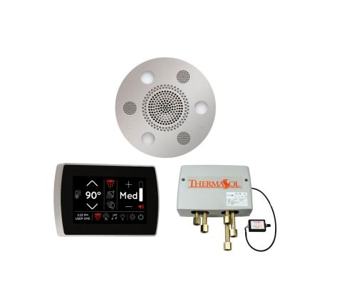 ThermaSol WSPS Wellness Shower Package with SignaTouch touchscreen control and Serenity Light, Sound, and Rainhead system in modern bathroom setting