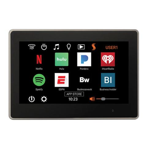 ThermaTouch 10-inch digital touchscreen steam control kit with round SteamVection steamhead and Bluetooth features