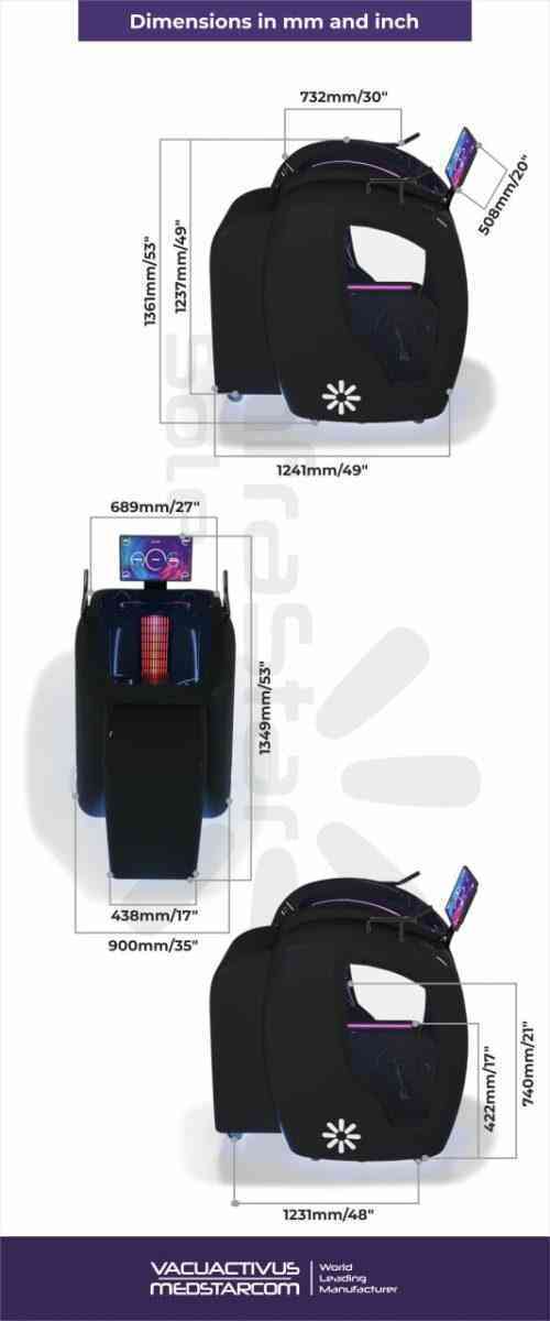 Vacuactivus InfraStar Sole infrared vacuum exercise bike with vacuum capsule and touch screen display