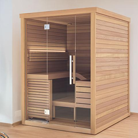 Auroom Baia Glass Thermo-aspen, DIY, Indoor Sauna Kit, 2-Person