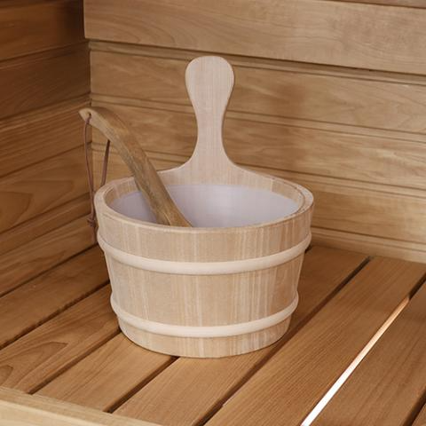 Prosaunas Wood Sauna Bucket Lined Wood Sauna Bucket, 4-Liter