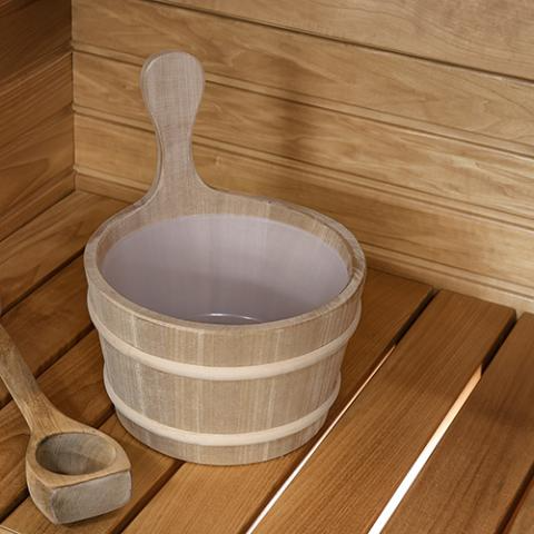 Prosaunas Wood Sauna Bucket Lined Wood Sauna Bucket, 4-Liter