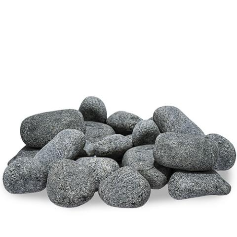 Cozy Heat Premium rounded olivine diabase sauna stones in gray, 44 lbs box, 4-6 inch size