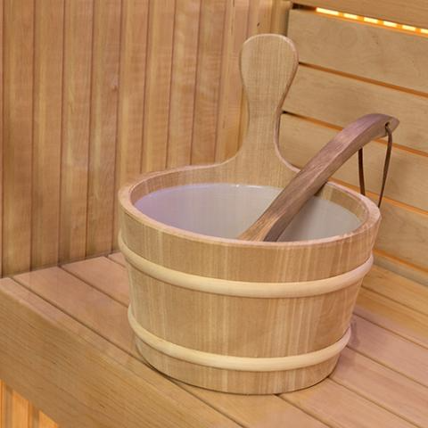 Prosaunas Wood Sauna Bucket Lined Wood Sauna Bucket, 4-Liter