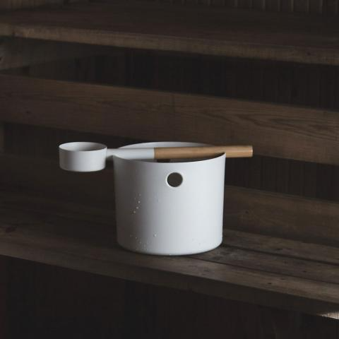 KOLO Bucket and Ladle Sauna Bucket and Ladle Set, Bamboo/Aluminum, 1Gal