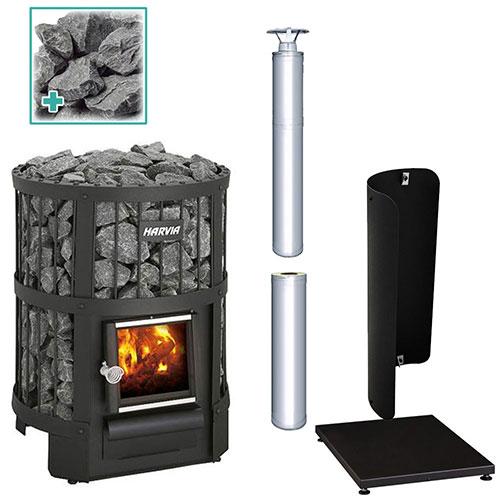 Harvia Legend 150 SS Pkg Wood-Burning Sauna Stove Package, 16kW