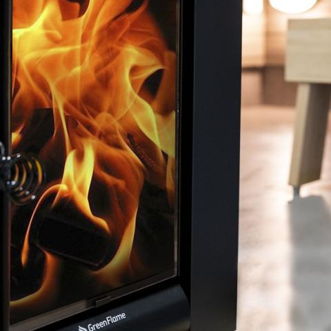 Harvia Linear 22 GreenFlame ES Series, 15.7kW, Wood Sauna Stove with Water Tank