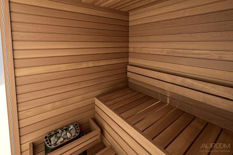 Auroom Cala Glass Thermo-aspen, DIY, Indoor Sauna Kit, Up to 4-Persons
