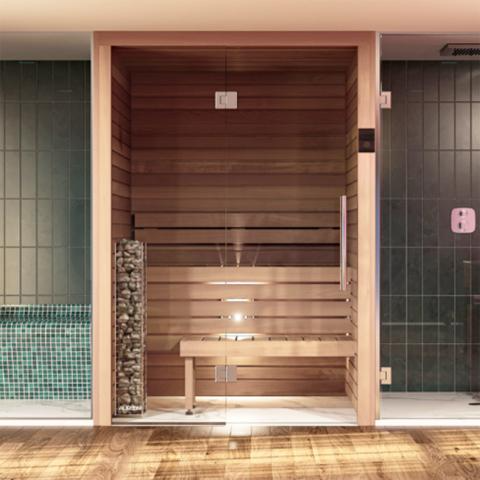 Auroom Cala Glass Thermo-aspen, DIY, Indoor Sauna Kit, Up to 4-Persons