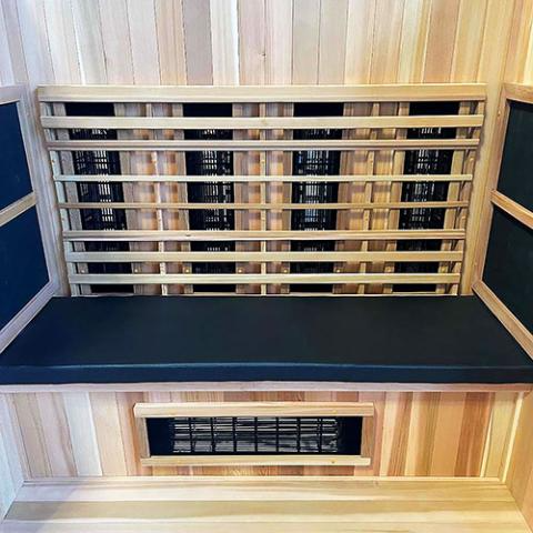 Finnmark FD-3 sauna cushion made of black marine grade vinyl with foam insert