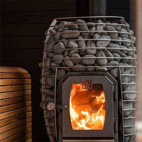 HUUM HIVE Wood 17.0kW wood-fired sauna stove with stainless steel construction and large stone capacity