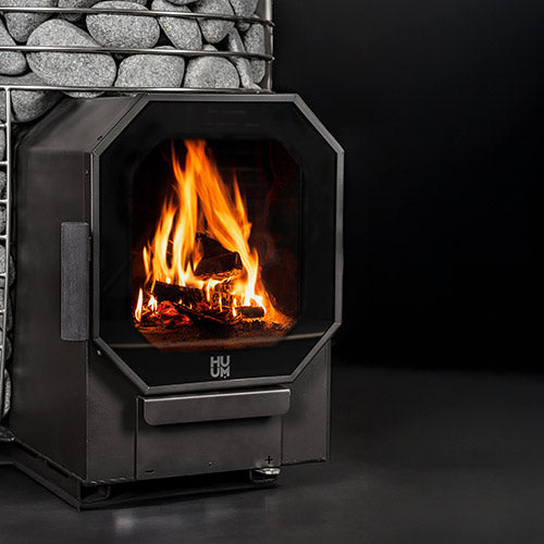 HUUM HIVE Flow LS Wood-Burning Sauna Stove w/ Firebox Extension, 9.8kW