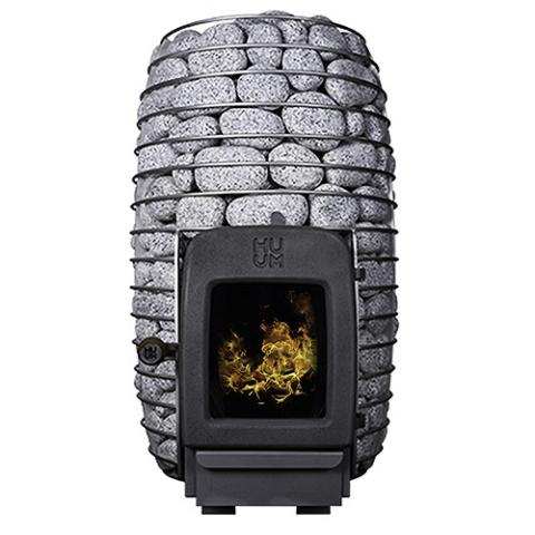 HUUM HIVE Heat 12kW wood-fired sauna stove with cast iron door and stainless steel frame