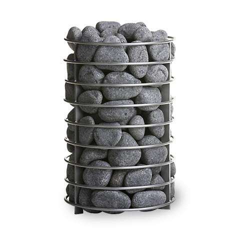 HUUM stone cage mounted on HIVE sauna stove filled with sauna stones
