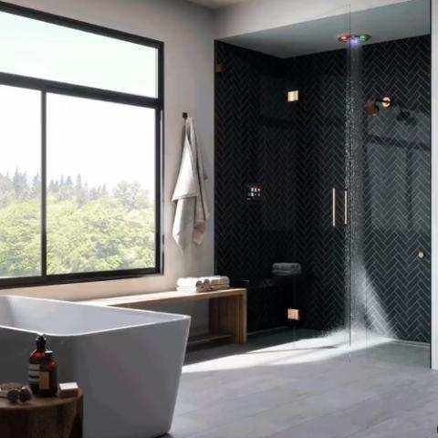Thermasol Total Wellness shower system with 10-inch ThermaTouch control and upgraded round Serenity rainhead