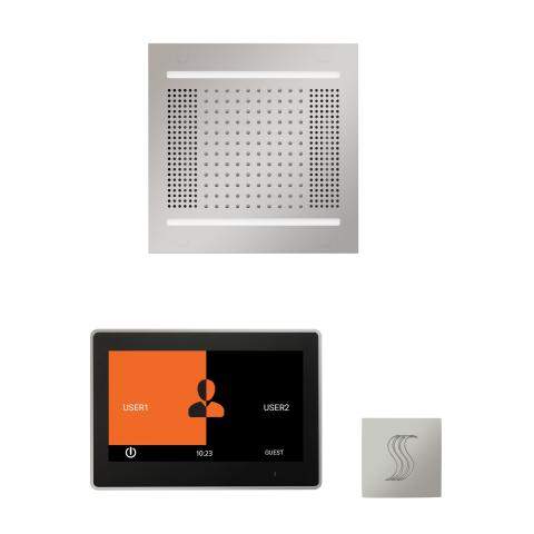 ThermaSol home steam room package with ThermaTouch2 touchscreen and HydroVive14 rainhead