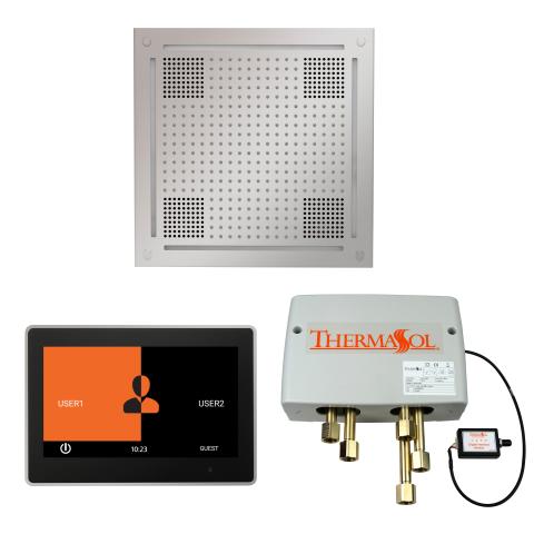 ThermaSol HydroVive shower system package with 10" ThermaTouch digital control and light sound rainhead