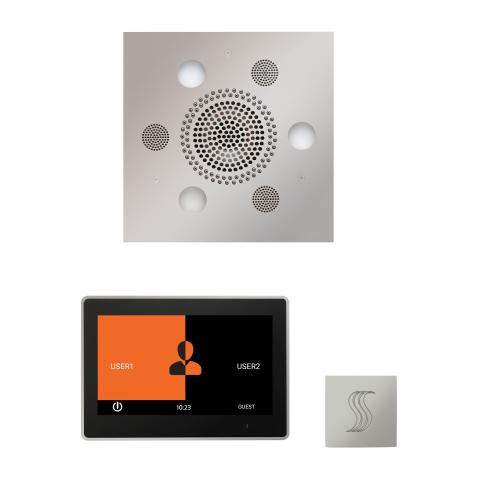 ThermaSol Wellness Steam Package with 10-inch ThermaTouch touchscreen and square Serenity light and sound rainhead